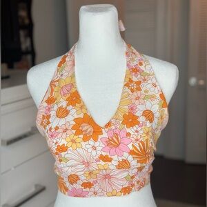 Altar’d State Floral Crop Retro Halter Top